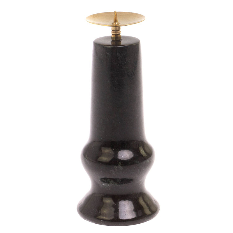 Подсвечник из натурального камня змеевик чёрного цвета Stone Candlestick Черный Золотой во Владивостоке | Loft Concept 