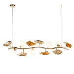 Люстра линейная на золотистом каркасе с белыми стеклянными плафонами Zest of Light варинант исполнения - 1 | Loft Concept во Владивостоке