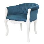 Кресло низкое в стиле прованс Louis French Armchair white and blue velour варинант исполнения - 3 | Loft Concept во Владивостоке