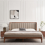 Кровать двуспальная с мягким изголовьем Moon Walnut Bed варинант исполнения - 3 | Loft Concept во Владивостоке