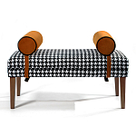 Банкетка Banquette PIED DE POULE Orange с принтом гусиная лапка Оранжевые валики варинант исполнения - 1 | Loft Concept во Владивостоке