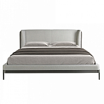 Кровать двуспальная серая с мягким изголовьем из экокожи и ткани Modern Look варинант исполнения - 3 | Loft Concept во Владивостоке