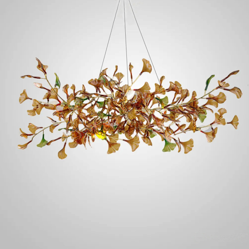 Люстра на ветвистом каркасе с листьями Horizontal Amber Floral Chandelier L Янтарный Латунь Люстра на ветвистом каркасе с листьями Horizontal Amber Floral Chandelier L Янтарный Латунь во Владивостоке | Loft Concept