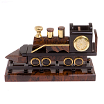 Часы настольные в виде паровоза из натурального камня Обсидиан Train Stone Clock варинант исполнения - 4 | Loft Concept во Владивостоке