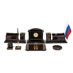 Настольный письменный набор с часами из природного камня обсидиана  Gift for Manager варинант исполнения - 1 | Loft Concept во Владивостоке