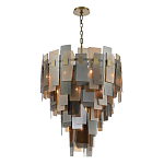 Люстра с многослойными стеклянными панелями янтарного и дымчатого цвета Textured Glass Chandelier варинант исполнения - 3 | Loft Concept во Владивостоке