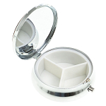 Таблетница карманная круглая с 3-мя отделениями с зеркалом и накладкой из натурального камня Апатит Желтый Silver Stone Pillboxes варинант исполнения - 2 | Loft Concept во Владивостоке