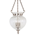 Подвесной светильник цвета никель с прозрачным ребристым стеклянным плафоном в классическом стиле Elstead Lighting варинант исполнения - 1 | Loft Concept во Владивостоке
