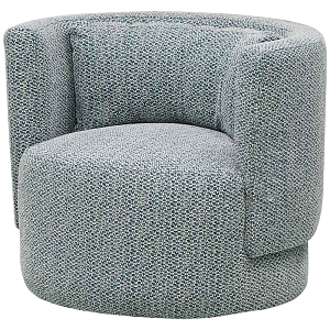 Дизайнерское мягкое кресло с круглой мягкой спинкой в голубой пестрой обивке Roux Round Armchair