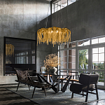 Люстра подвесная круглая с изогнутыми металлическими дугами и ниспадающими цепочками 65 см Atlantis Chain варинант исполнения - 9 | Loft Concept во Владивостоке