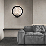 Светодиодное бра круглой формы с металлической рамой черного цвета Marble Glow варинант исполнения - 3 | Loft Concept во Владивостоке