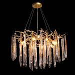 Люстра подвесная золотого цвета с разветвленными ветвями и прозрачными стеклянными подвесками Droplet Chandelier варинант исполнения - 3 | Loft Concept во Владивостоке