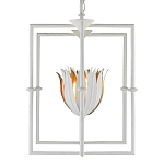 Люстра белая прямоугольная с абажурами в виде цветков тюльпана White Tulips варинант исполнения - 3 | Loft Concept во Владивостоке