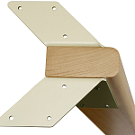 Обеденный стол с прямоугольной бежевой столешницей из стекла на 4-х деревянных ножках Beige Marble варинант исполнения - 5 | Loft Concept во Владивостоке