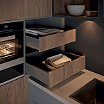 Комбинированный кухонный гарнитур сине-серого цвета с фасадом под дерево Benjamin Kitchen Set варинант исполнения - 2 | Loft Concept во Владивостоке