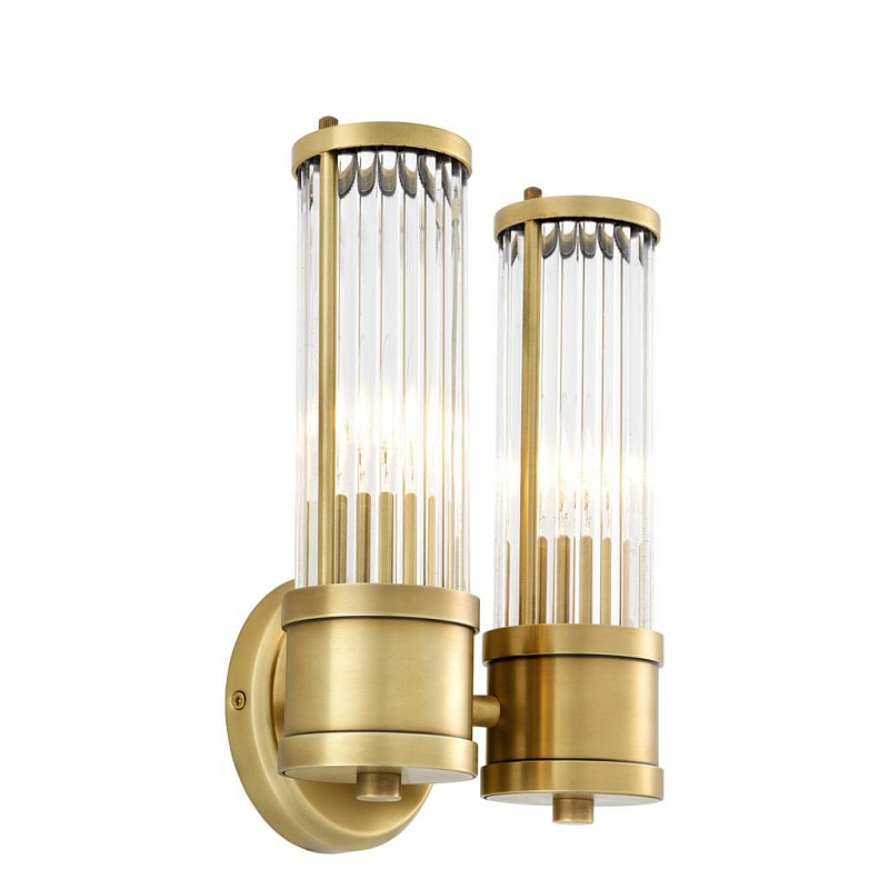 Бра Wall Lamp Claridges Dual Brass Латунь Античная полированная Прозрачное Стекло во Владивостоке | Loft Concept 