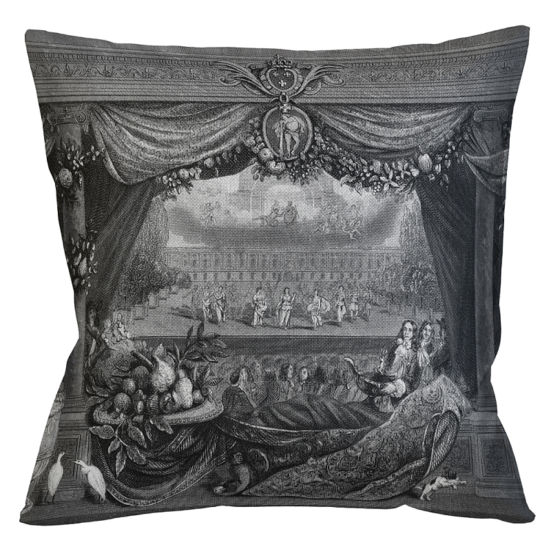 Декоративная подушка Louvre Palace Pillow Черно-белый Бежевый Декоративная подушка Louvre Palace Pillow Черно-белый Бежевый во Владивостоке | Loft Concept