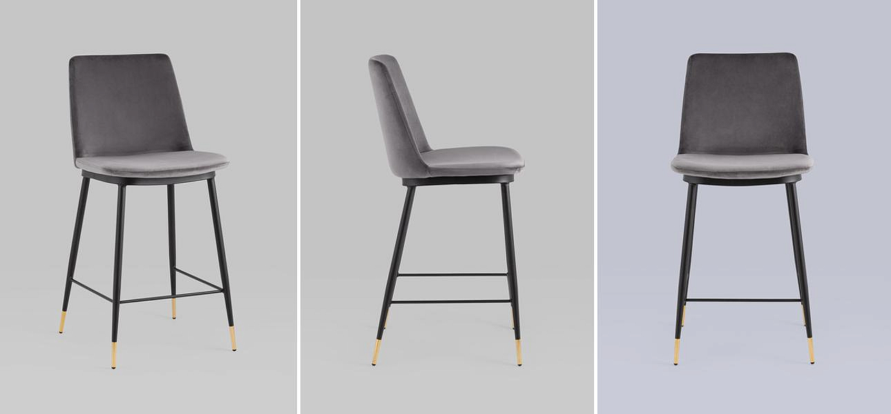 Полубарный Стул Melissa Chair Серый Велюр Полубарный Стул Melissa Chair Серый Велюр - Loft-Concept во Владивостоке