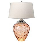 Настольная лампа с фактурным стеклянным основанием красного цвета с хромированной деталью у горловины и белым абажуром из искусственного шёлка Elstead Lighting варинант исполнения - 1 | Loft Concept во Владивостоке