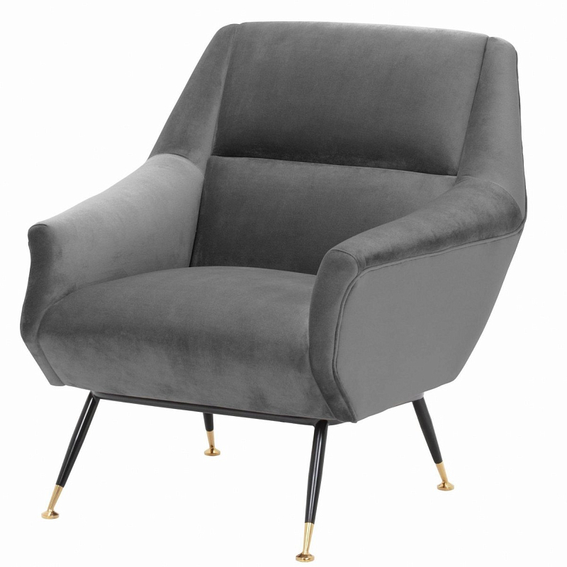 Кресло Eichholtz Chair Exile Grey Серый Латунь Черный Кресло Eichholtz Chair Exile Grey Серый Латунь Черный во Владивостоке | Loft Concept