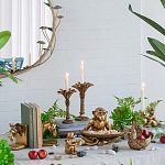 Подсвечник в форме пальмы с резными листьями и текстурным основанием Golden palm leaves варинант исполнения - 4 | Loft Concept во Владивостоке