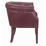 Кресло низкое из натуральной кожи на 4-х деревянных ножках из массива бука Chloe Leather Armchair vine варинант исполнения - 2 | Loft Concept во Владивостоке