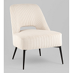 Кресло лаунж Бостон велюр рельефный молочный на черных ножках варинант исполнения - 1 | Loft Concept во Владивостоке