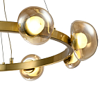 Люстра подвесная светодиодная с 9-ю круглыми плафонами коньячного цвета Iona Chandelier Brass  варинант исполнения - 3 | Loft Concept во Владивостоке