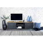 ТВ-тумба из металла и столешницей из массива дуба Metal Wood TV-Stand варинант исполнения - 5 | Loft Concept во Владивостоке