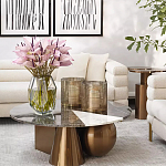 Дизайнерский журнальный стол с круглой столешницей на 3-х геометрических ножках Lehumod варинант исполнения - 3 | Loft Concept во Владивостоке