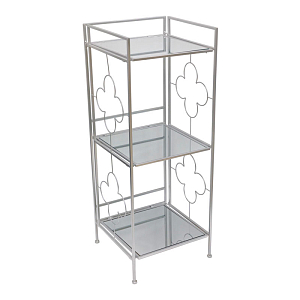 Этажерка серебряная с тремя стеклянными полками Tina