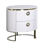 Тумбочка белая овальная с мраморной столешницей Thoroughbass варинант исполнения - 1 | Loft Concept во Владивостоке