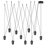 Подвесной светильник черными плафонами на длинных пересекающихся тросах Construction варинант исполнения - 7 | Loft Concept во Владивостоке