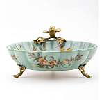 Блюдо из голубого фарфора с бронзовой птичкой Blue Garden варинант исполнения - 3 | Loft Concept во Владивостоке