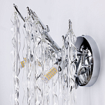 Бра цвета хром с ветвями и прозрачными стеклянными подвесками в виде вытянутых спиральных капель Droplet Chandelier варинант исполнения - 6 | Loft Concept во Владивостоке