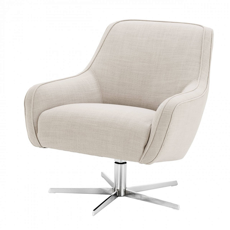 Кресло Eichholtz Swivel Chair Serena Natural Никель Молочный Кресло Eichholtz Swivel Chair Serena Natural Никель Молочный во Владивостоке | Loft Concept