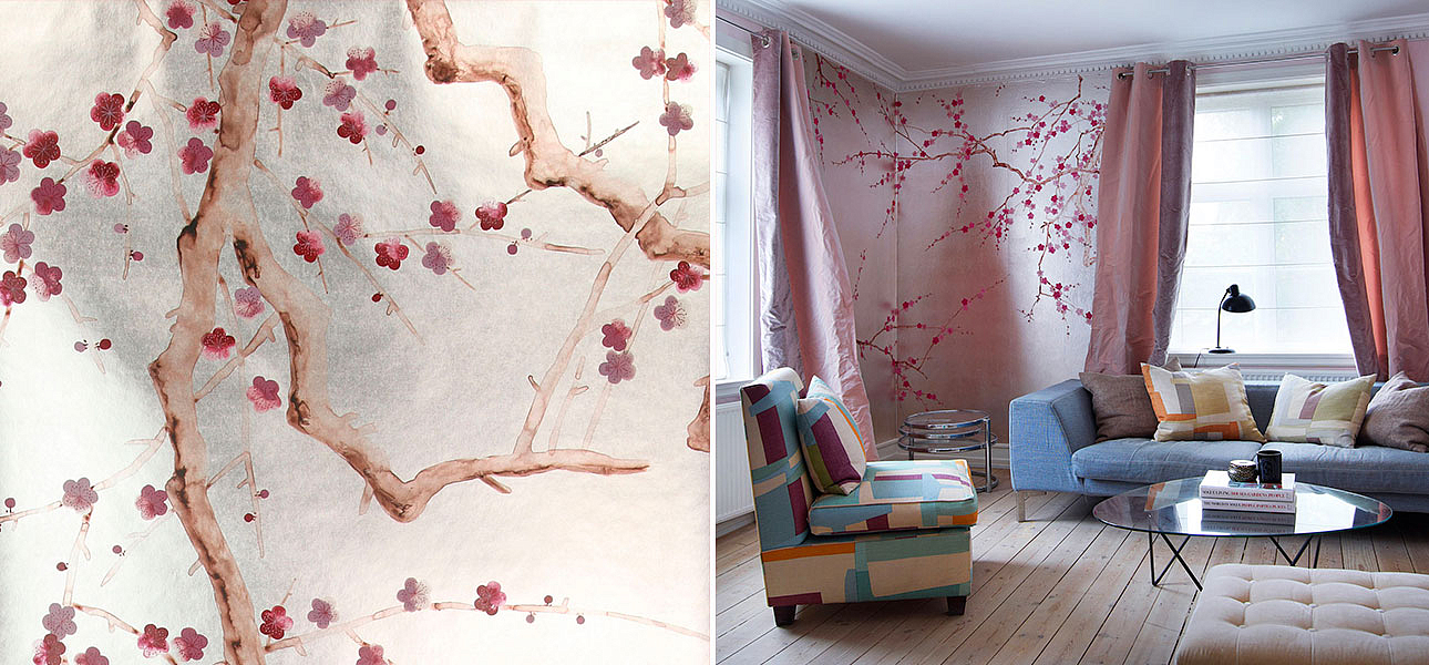 Обои ручная роспись Plum Blossom Blossom on Tarnished Silver gilded paper Обои ручная роспись Plum Blossom Blossom on Tarnished Silver gilded paper - Loft-Concept во Владивостоке