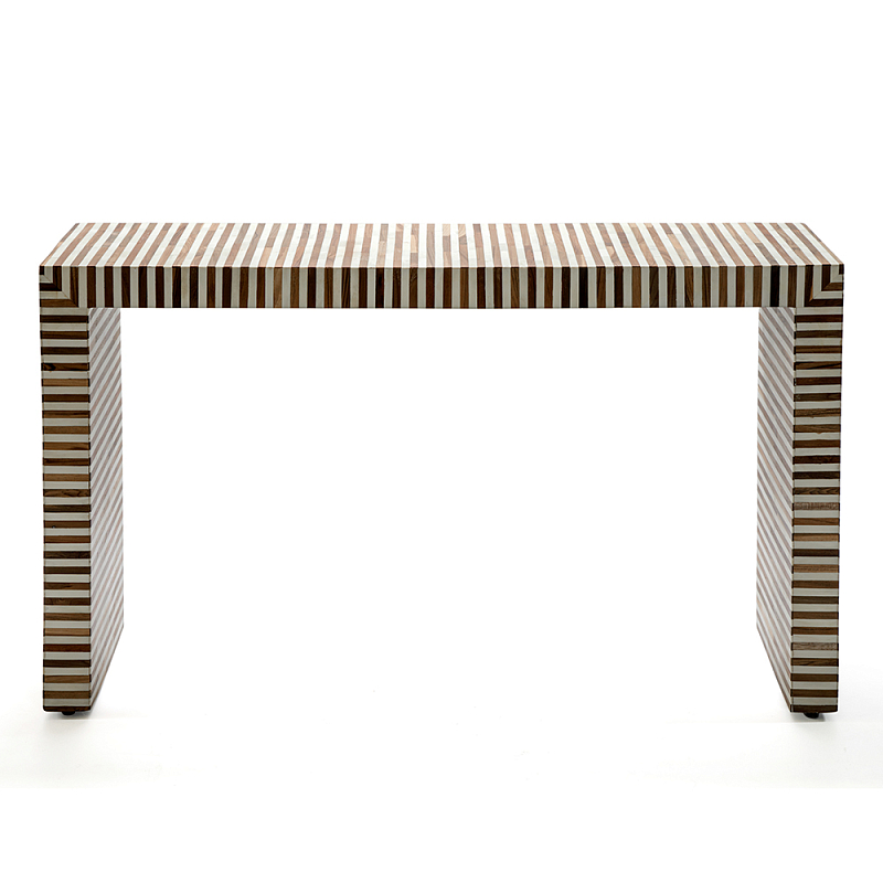 Консоль Дизайнерская Stripes Console Beige ivory ( слоновая кость ) Коричневый во Владивостоке | Loft Concept 