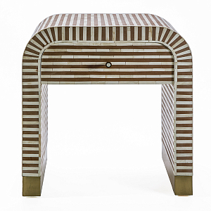 Тумбочка прикроватная с ящиком Tofino Stripes Bone Inlay Bedside Beige