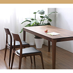 Стул деревянный с мягким сиденьем из черной натуральной кожи Moon Walnut Furniture варинант исполнения - 1 | Loft Concept во Владивостоке