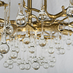 Потолочная люстра в виде ветвей деревьев золотого цвета с прозрачными подвесками-каплями Droplet Chandelier варинант исполнения - 5 | Loft Concept во Владивостоке