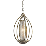 Подвесной светильник овальной формы с цилиндрическим плафоном в цвете сусальное серебро Kichler варинант исполнения - 1 | Loft Concept во Владивостоке