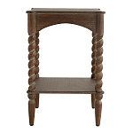 Приставной столик деревянный с резными ножками и нижней полкой Vintage Side Table Brown Wood варинант исполнения - 3 | Loft Concept во Владивостоке