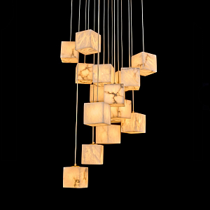 Люстра подвесная с квадратными плафонами из натурального камня Glowing Spheres