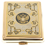 Портсигар на 20 сигарет с гравюрой Герба РФ в подарочной коробке Metal Cigarettes Cases варинант исполнения - 1 | Loft Concept во Владивостоке