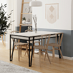 Стол обеденный с прямоугольной столешницей пыльного белого цвета на 4-х металлических ножках PAL ANCIENT WHITE варинант исполнения - 3 | Loft Concept во Владивостоке