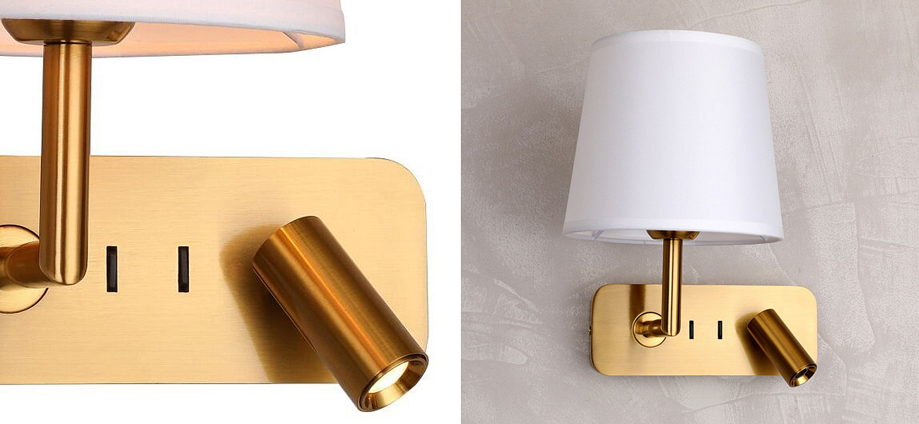 Бра с абажуром Trumpet Lamp Brass 2 лампы Бра с абажуром Trumpet Lamp Brass 2 лампы - Loft-Concept во Владивостоке