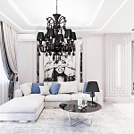 Люстра подвесная с плиссированными абажурами и множеством подвесок черного цвета Диаметр 62 см Lustre Reverie варинант исполнения - 4 | Loft Concept во Владивостоке