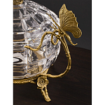 Конфетница из прозрачного рельефного стекла с ручками в виде стрекоз и фигуркой лебедя Eden Garden варинант исполнения - 4 | Loft Concept во Владивостоке