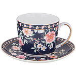 Чайный сервиз из фарфора синий на 6 персон 14 предметов Flower Porcelain Collection варинант исполнения - 2 | Loft Concept во Владивостоке